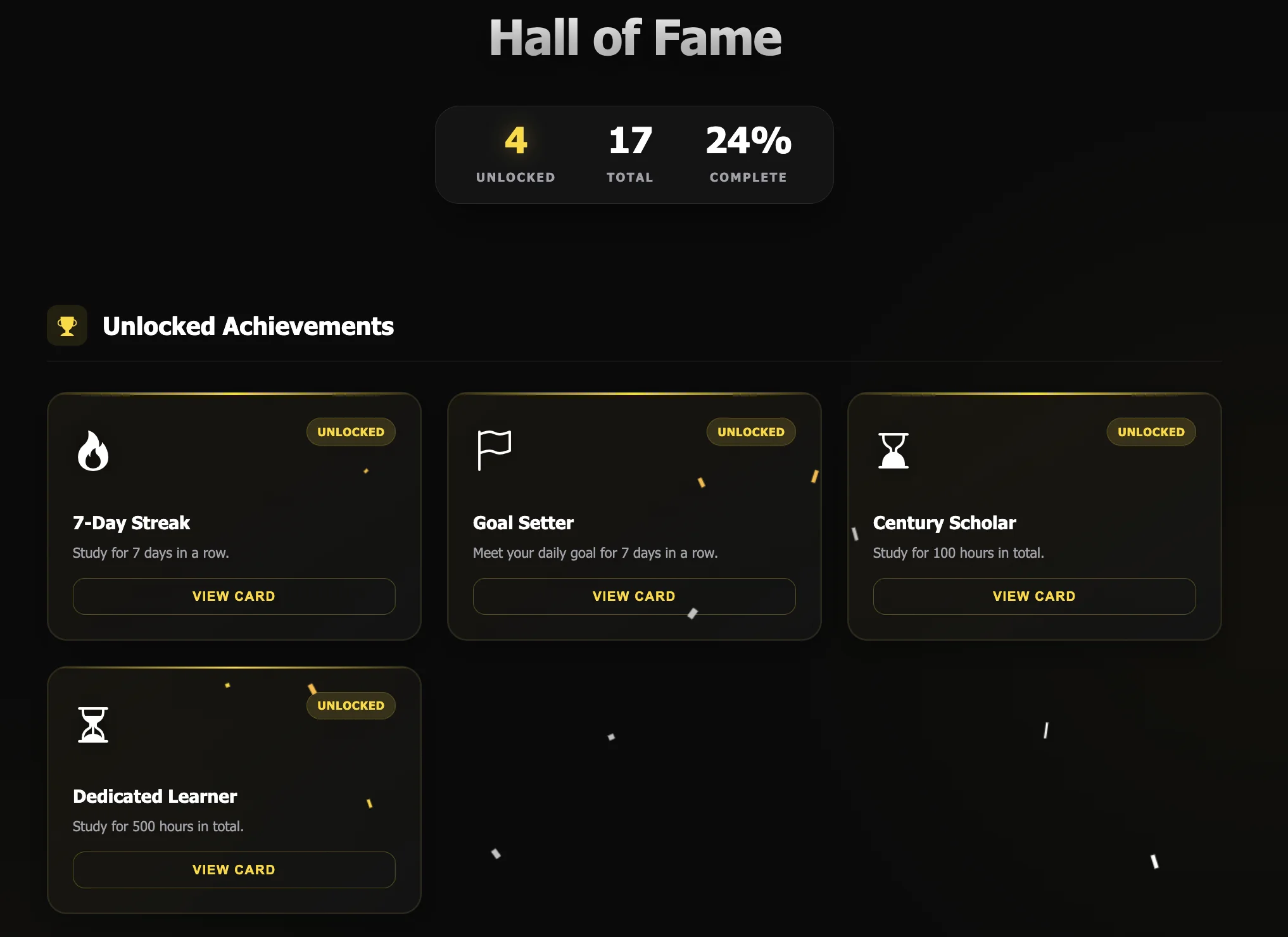 TrackU achievement progress