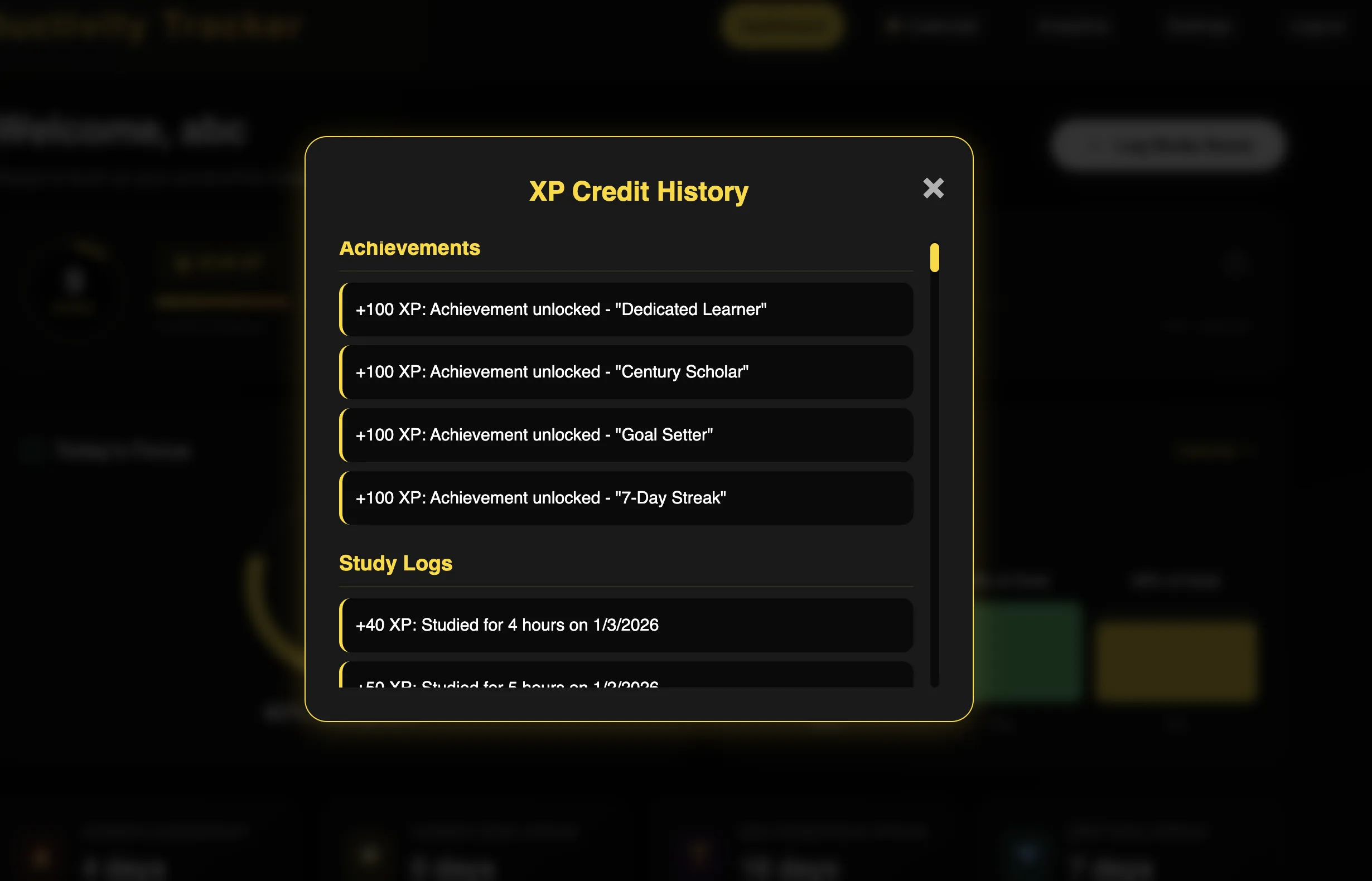 TrackU productivity game detail