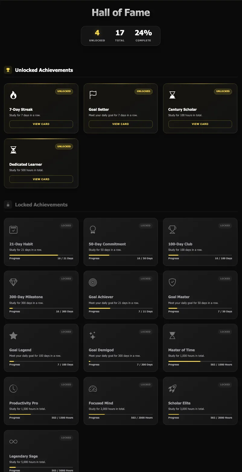 TrackU mobile profile view